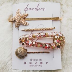 Under the Sea Collection|Hair Clips-Pink Set 4
